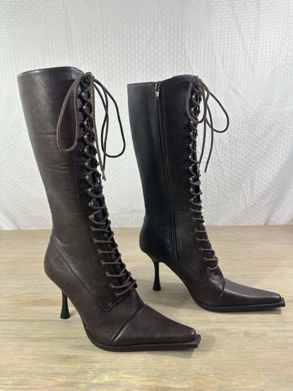 Dolls Kill Generation Kiss Tricks And Trials Lace Up Witchy Boots Brown READ